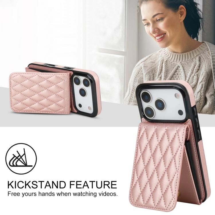 For iPhone 17 Pro YM015 Crossbody Rhombic Card Bag RFID Phone Case