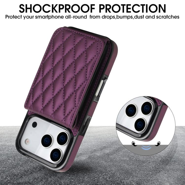 For iPhone 17 Pro YM015 Crossbody Rhombic Card Bag RFID Phone Case