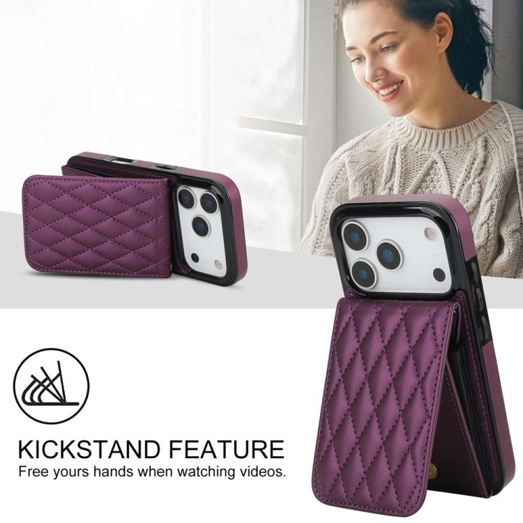 For iPhone 17 Pro YM015 Crossbody Rhombic Card Bag RFID Phone Case