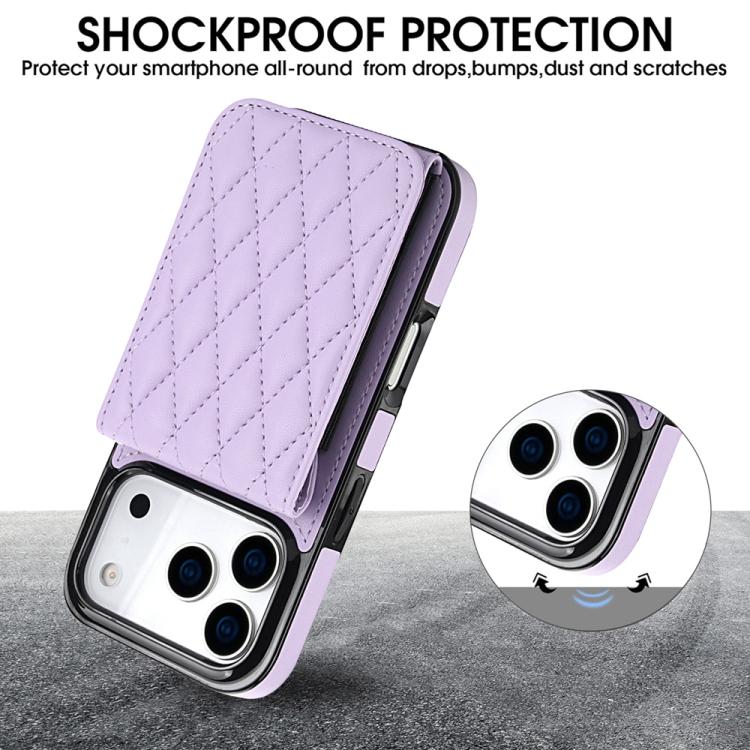 For iPhone 17 Pro YM015 Crossbody Rhombic Card Bag RFID Phone Case