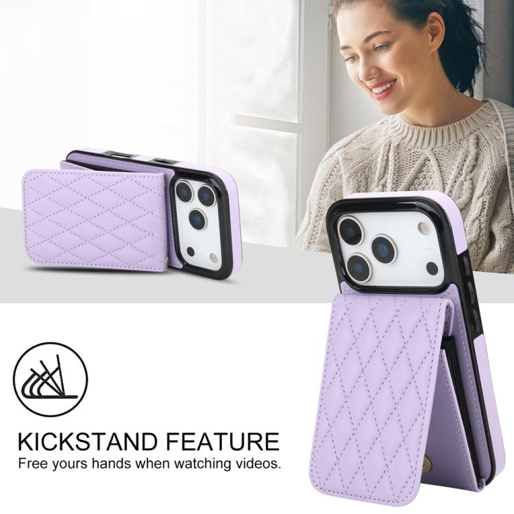 For iPhone 17 Pro YM015 Crossbody Rhombic Card Bag RFID Phone Case