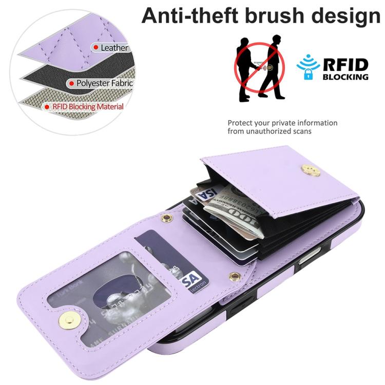 For iPhone 17 Pro YM015 Crossbody Rhombic Card Bag RFID Phone Case