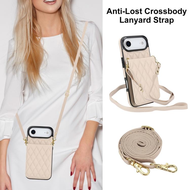 For iPhone Air YM015 Crossbody Rhombic Card Bag RFID Phone Case