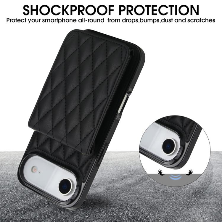 For iPhone Air YM015 Crossbody Rhombic Card Bag RFID Phone Case