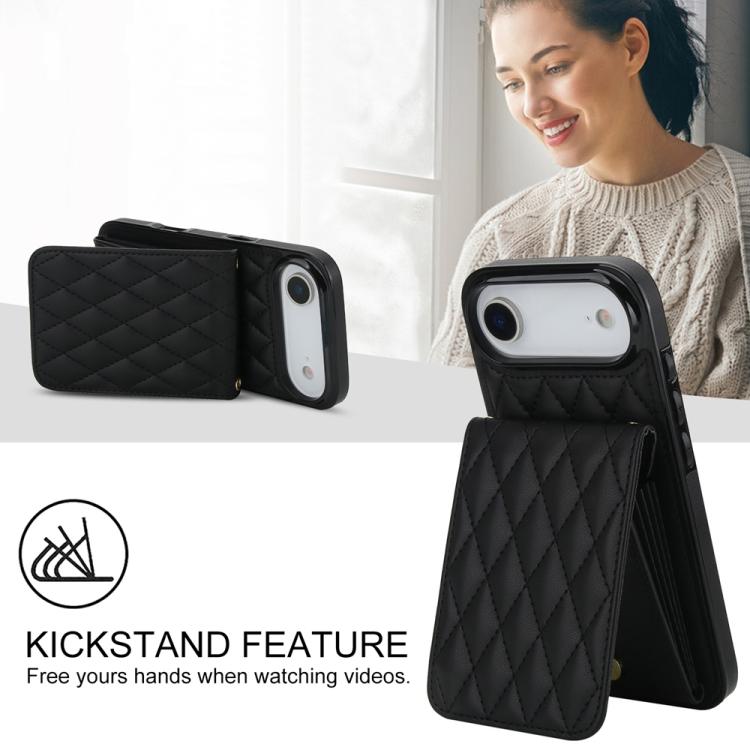 For iPhone Air YM015 Crossbody Rhombic Card Bag RFID Phone Case