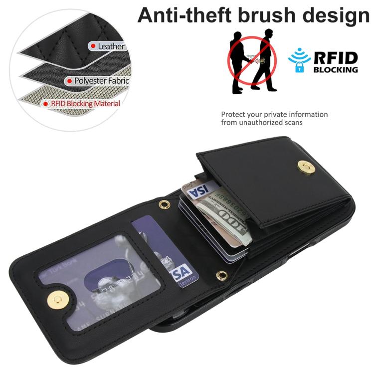 For iPhone Air YM015 Crossbody Rhombic Card Bag RFID Phone Case