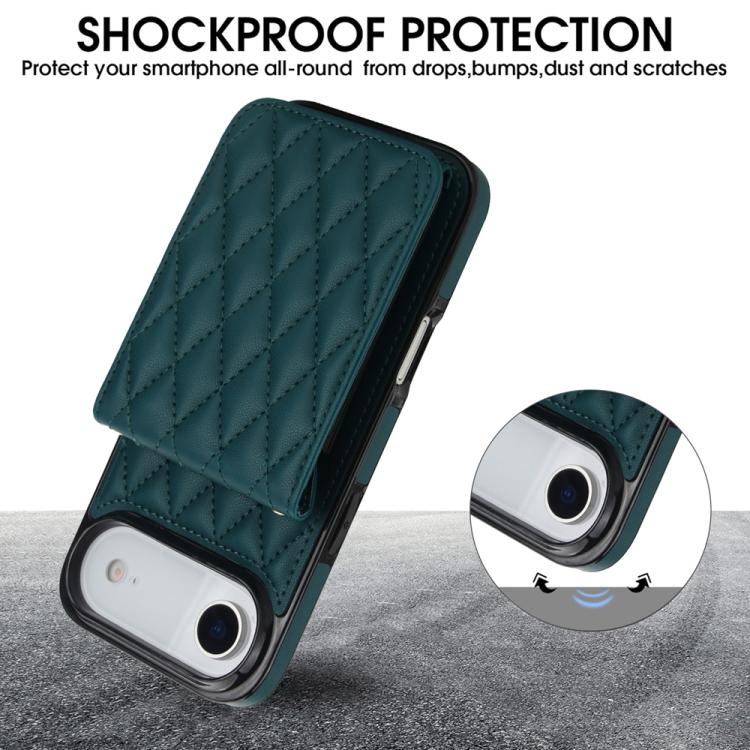 For iPhone Air YM015 Crossbody Rhombic Card Bag RFID Phone Case