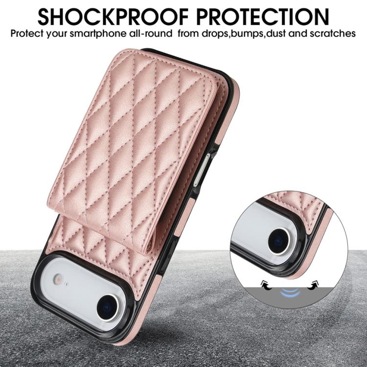 For iPhone Air YM015 Crossbody Rhombic Card Bag RFID Phone Case