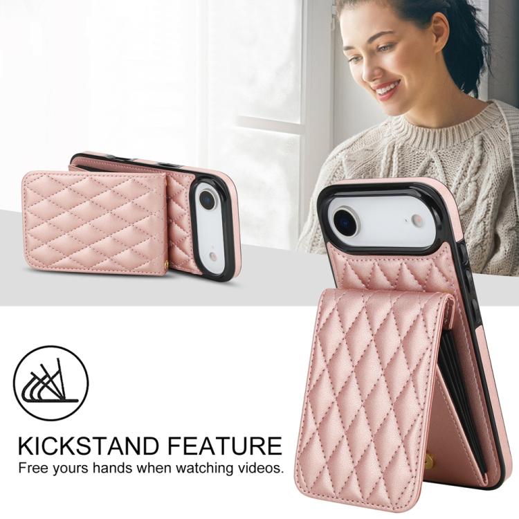For iPhone Air YM015 Crossbody Rhombic Card Bag RFID Phone Case