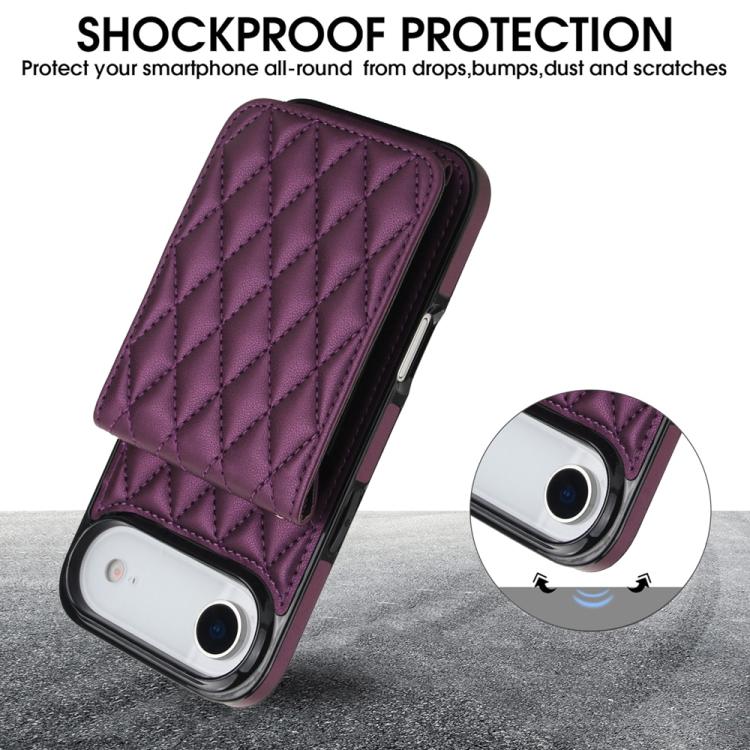 For iPhone Air YM015 Crossbody Rhombic Card Bag RFID Phone Case