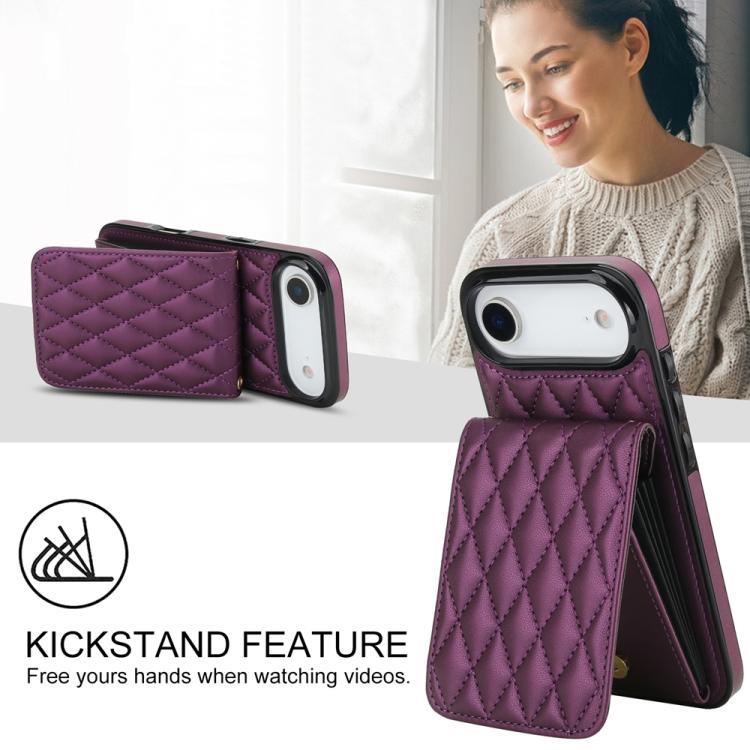 For iPhone Air YM015 Crossbody Rhombic Card Bag RFID Phone Case