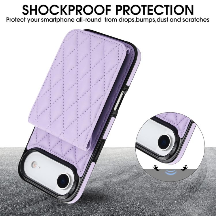 For iPhone Air YM015 Crossbody Rhombic Card Bag RFID Phone Case