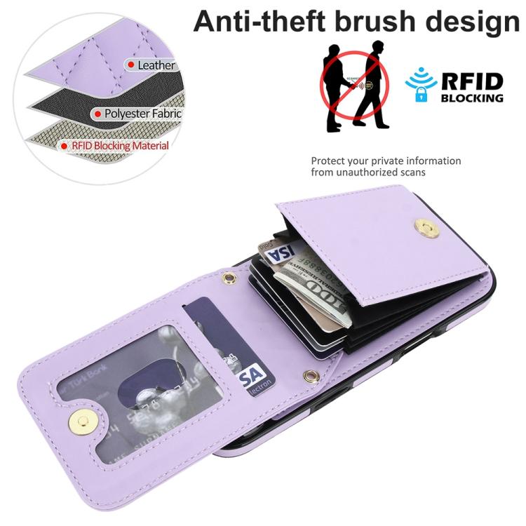 For iPhone Air YM015 Crossbody Rhombic Card Bag RFID Phone Case
