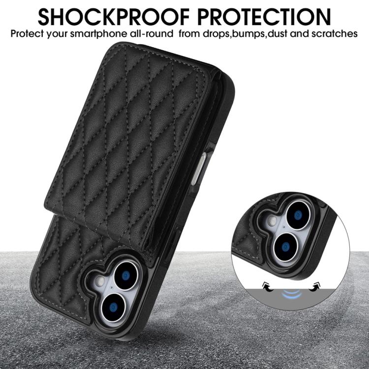 For iPhone 17 YM015 Crossbody Rhombic Card Bag RFID Phone Case