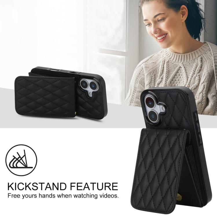 For iPhone 17 YM015 Crossbody Rhombic Card Bag RFID Phone Case