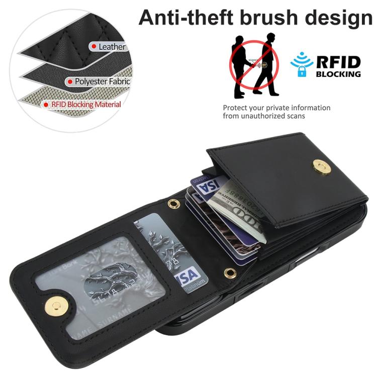 For iPhone 17 YM015 Crossbody Rhombic Card Bag RFID Phone Case