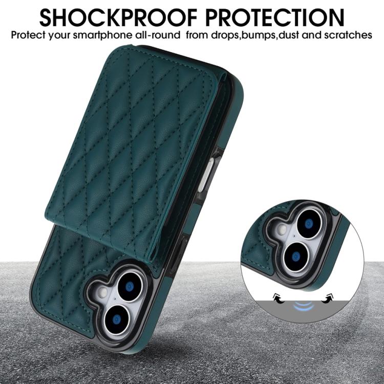 For iPhone 17 YM015 Crossbody Rhombic Card Bag RFID Phone Case