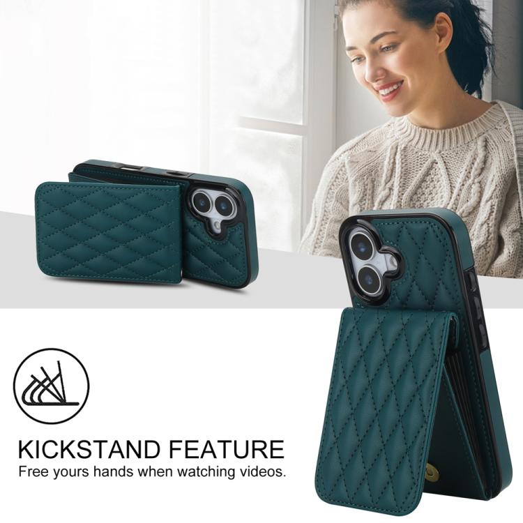 For iPhone 17 YM015 Crossbody Rhombic Card Bag RFID Phone Case