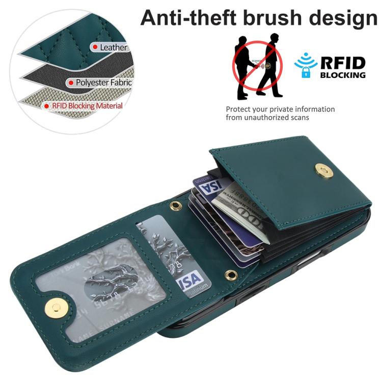 For iPhone 17 YM015 Crossbody Rhombic Card Bag RFID Phone Case