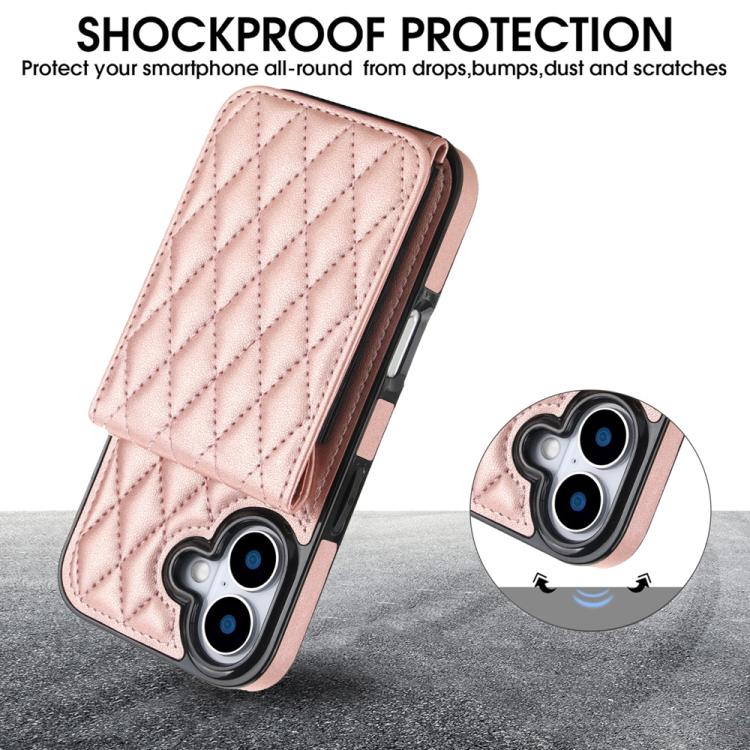 For iPhone 17 YM015 Crossbody Rhombic Card Bag RFID Phone Case