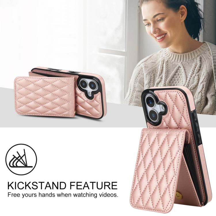 For iPhone 17 YM015 Crossbody Rhombic Card Bag RFID Phone Case