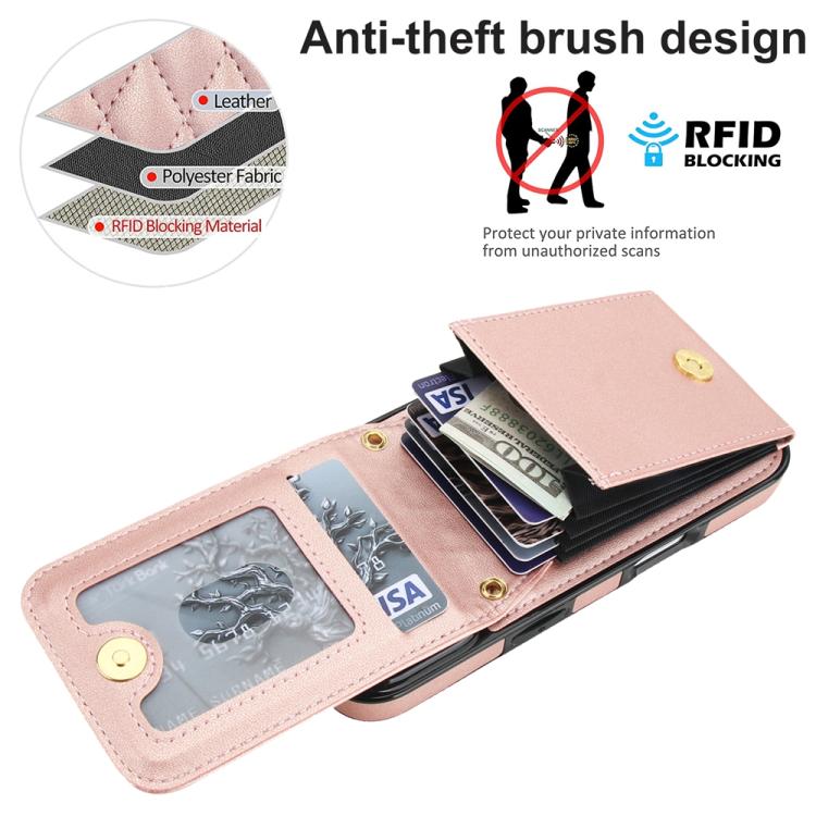 For iPhone 17 YM015 Crossbody Rhombic Card Bag RFID Phone Case