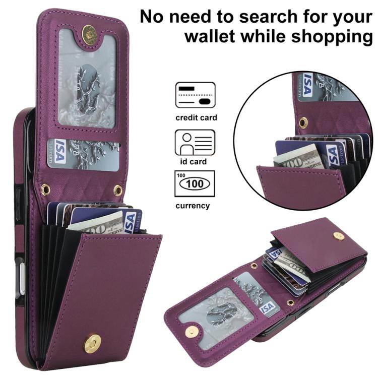 For iPhone 17 YM015 Crossbody Rhombic Card Bag RFID Phone Case