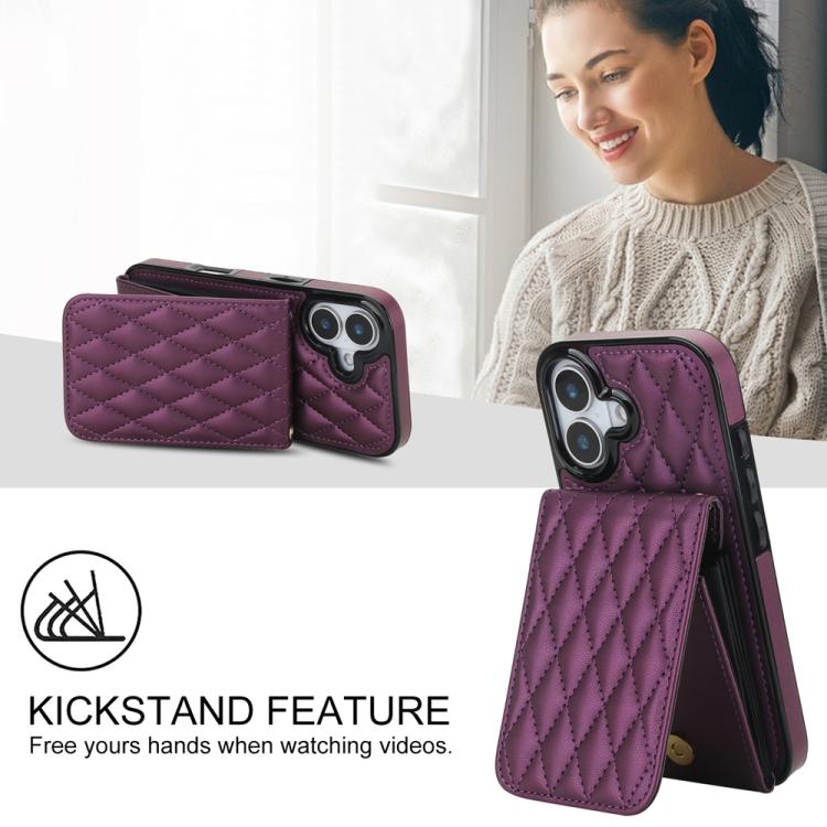 For iPhone 17 YM015 Crossbody Rhombic Card Bag RFID Phone Case