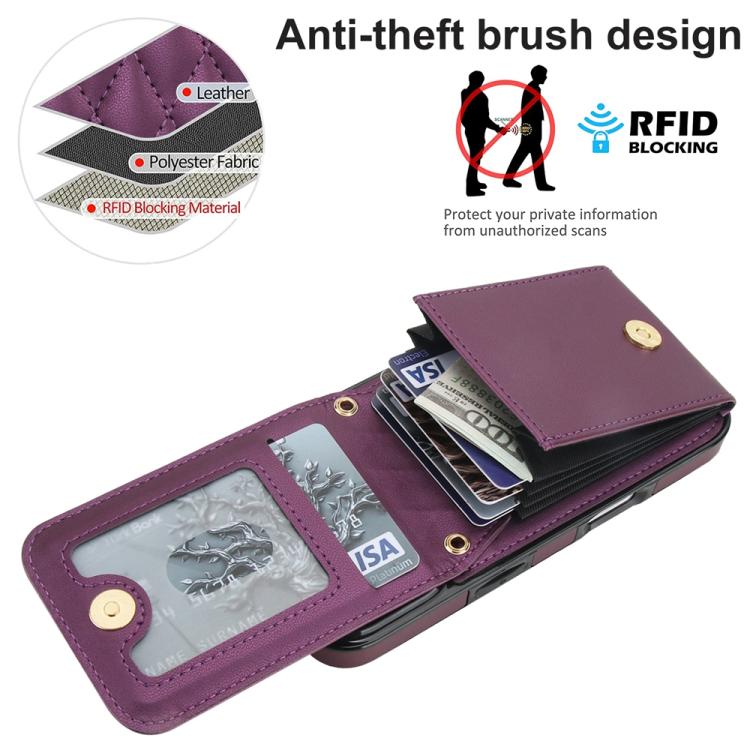 For iPhone 17 YM015 Crossbody Rhombic Card Bag RFID Phone Case