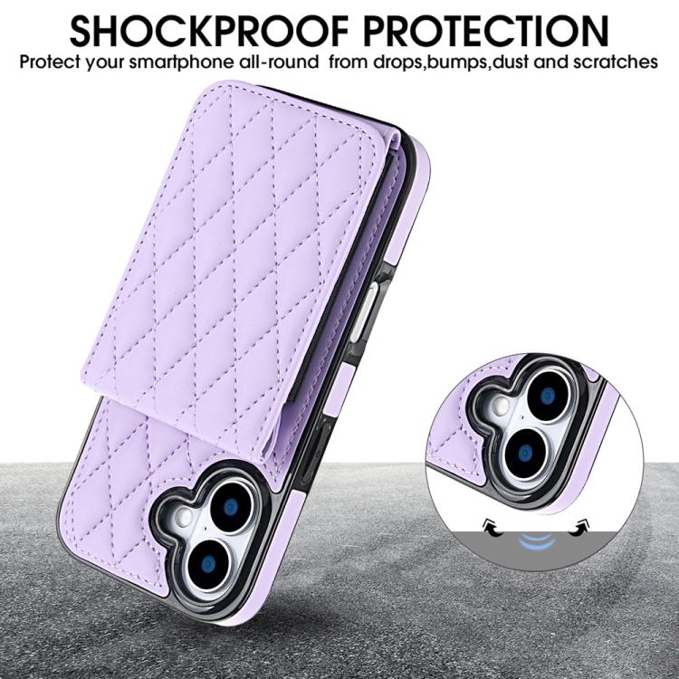 For iPhone 17 YM015 Crossbody Rhombic Card Bag RFID Phone Case