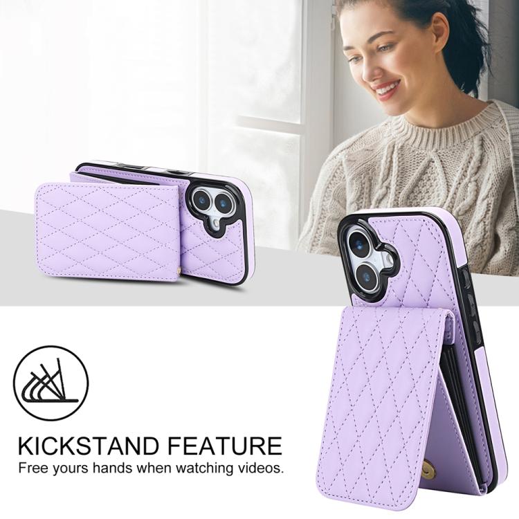 For iPhone 17 YM015 Crossbody Rhombic Card Bag RFID Phone Case