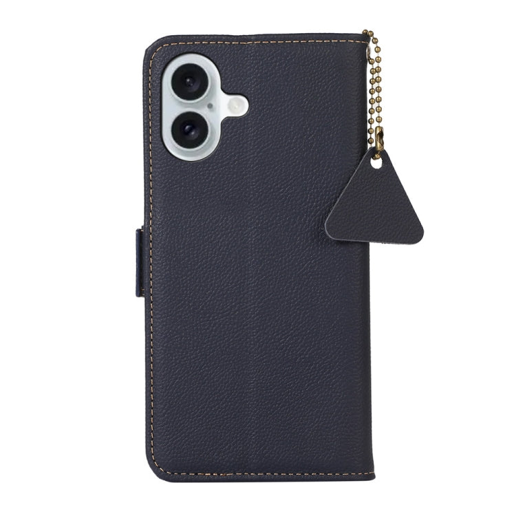 For iPhone 16 Side-Magnetic TJ Genuine Leather RFID Phone Case
