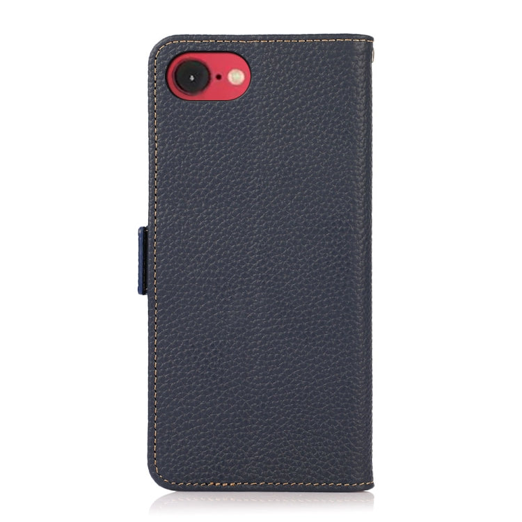 For iPhone 16e / 17e KHAZNEH Side-Magnetic Litchi Genuine Leather RFID Case
