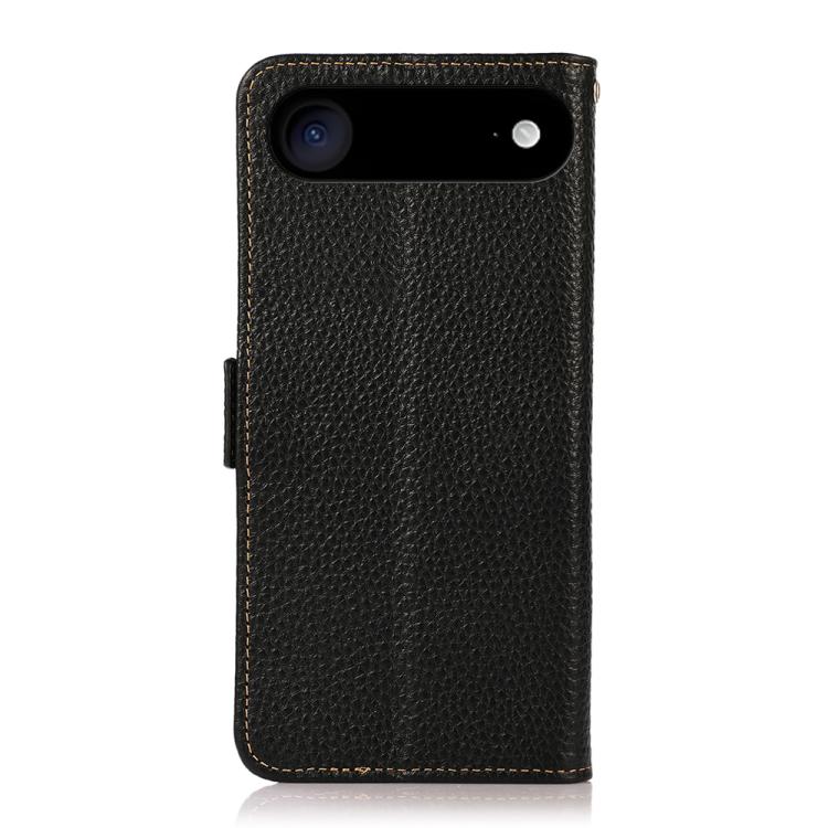 For iPhone Air KHAZNEH Side-Magnetic Litchi Genuine Leather RFID Case