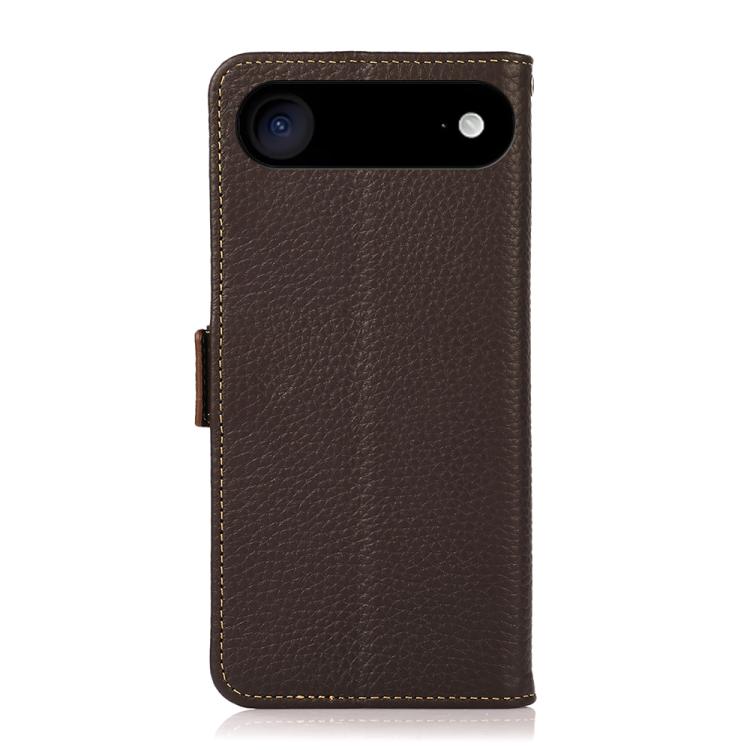 For iPhone Air KHAZNEH Side-Magnetic Litchi Genuine Leather RFID Case