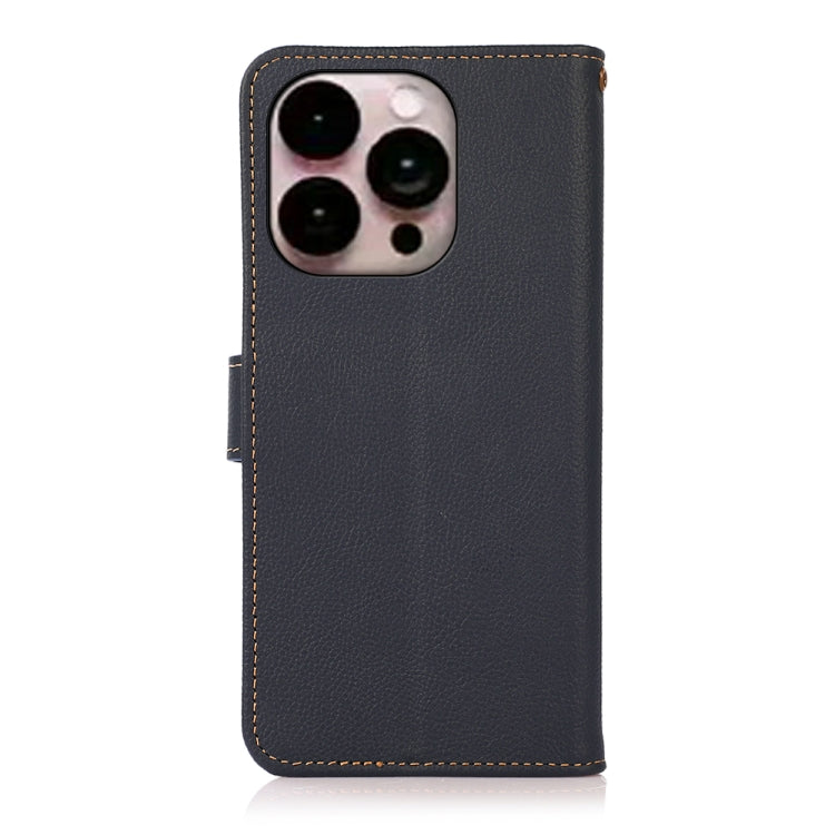 For iPhone 16 Pro Max KHAZNEH Custer Genuine Leather RFID Phone Case