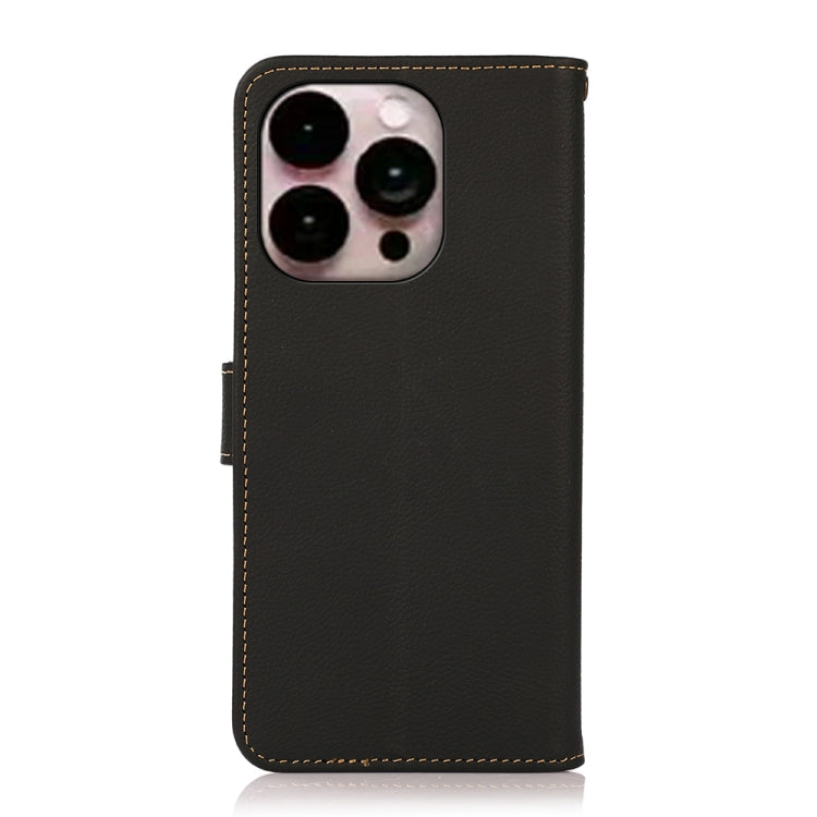 For iPhone 16 Pro KHAZNEH Custer Genuine Leather RFID Phone Case