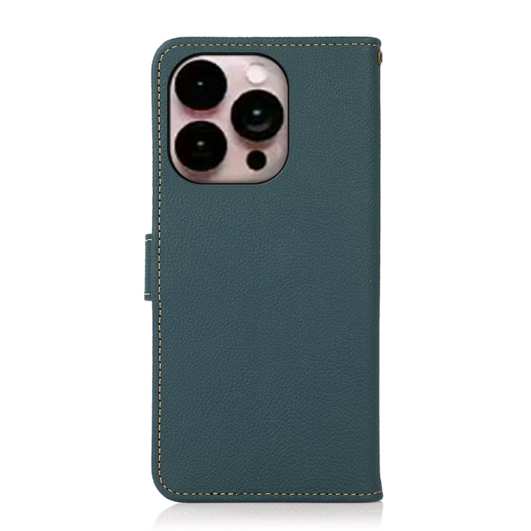 For iPhone 16 Pro KHAZNEH Custer Genuine Leather RFID Phone Case