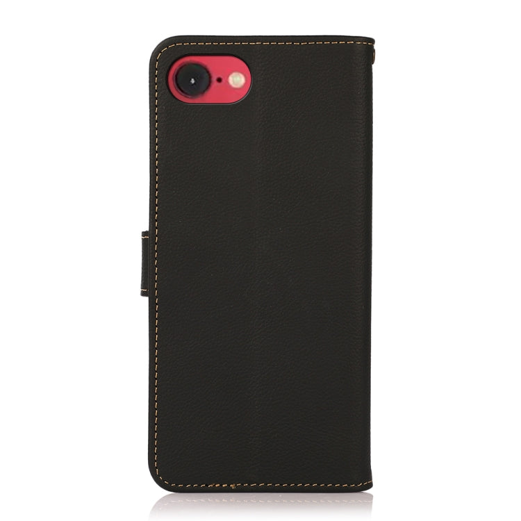For iPhone 16e / 17e KHAZNEH Custer Genuine Leather RFID Phone Case