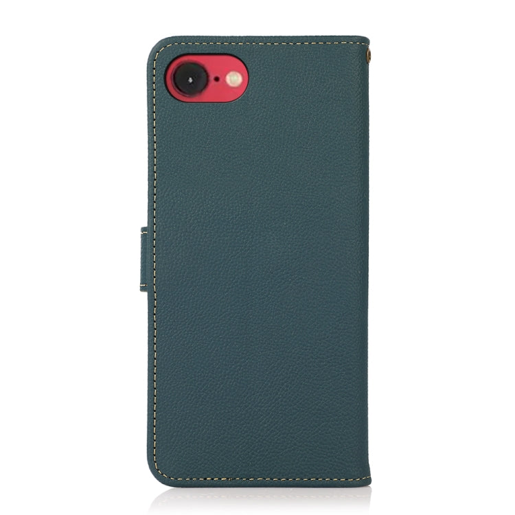 For iPhone 16e / 17e KHAZNEH Custer Genuine Leather RFID Phone Case