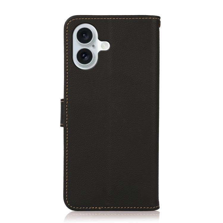 For iPhone 17 KHAZNEH Custer Genuine Leather RFID Phone Case