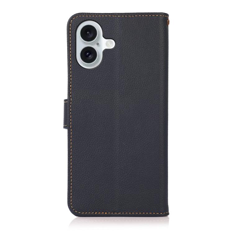 For iPhone 17 KHAZNEH Custer Genuine Leather RFID Phone Case