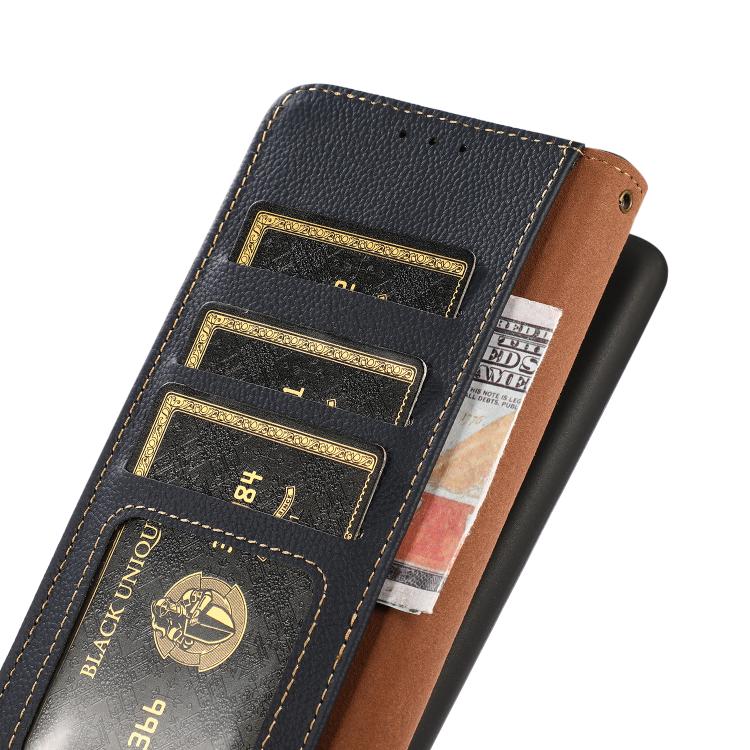 For iPhone 17 KHAZNEH Custer Genuine Leather RFID Phone Case