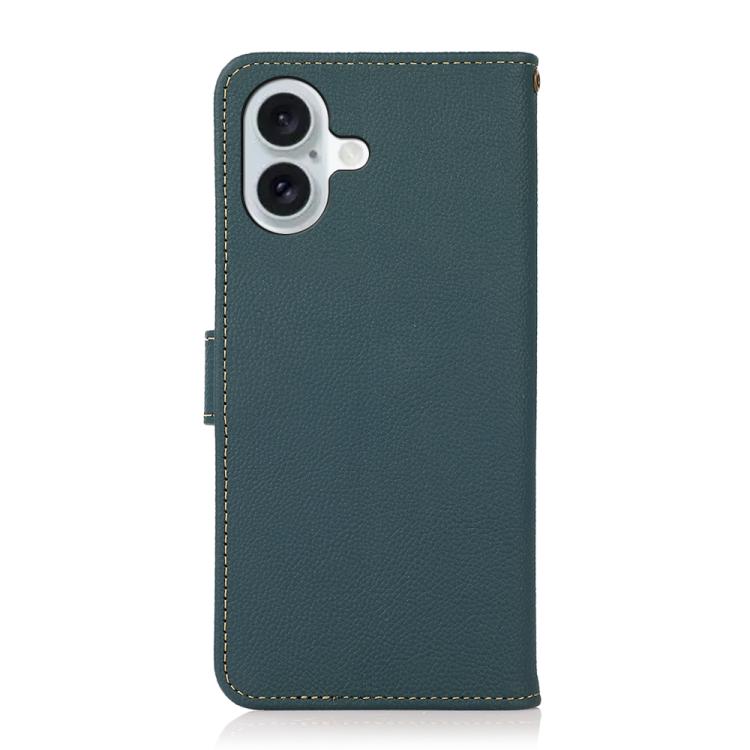 For iPhone 17 KHAZNEH Custer Genuine Leather RFID Phone Case