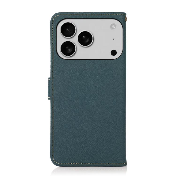 For iPhone 17 Pro KHAZNEH Custer Genuine Leather RFID Phone Case