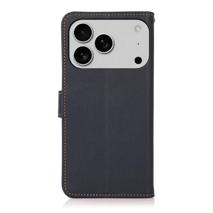 For iPhone 17 Pro Max KHAZNEH Custer Genuine Leather RFID Phone Case