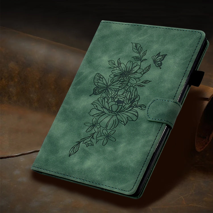 For iPad Pro 11 2025 / 2024 Peony Butterfly Embossed Leather Smart Tablet Case