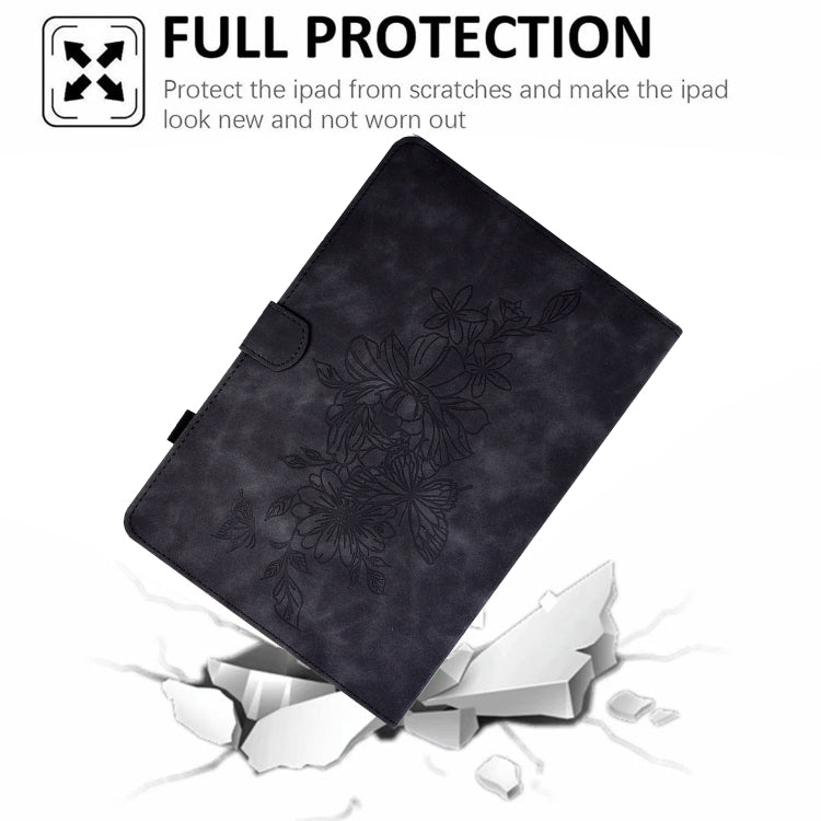 For iPad Pro 11 2025 / 2024 Peony Butterfly Embossed Leather Smart Tablet Case