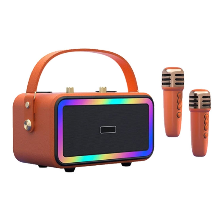 M3201 Portable Colorful Bluetooth Speaker Home Retro Karaoke Dual-Mic Speaker