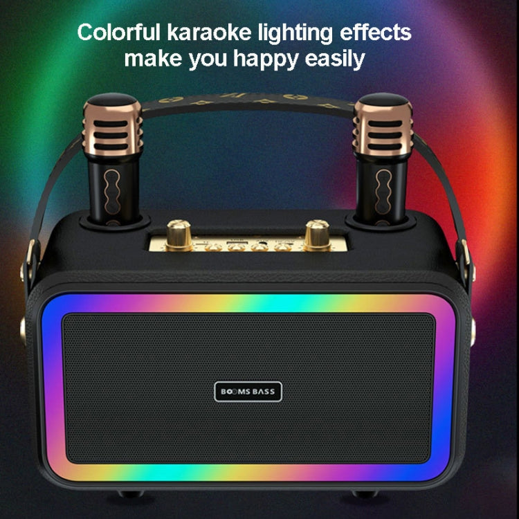 M3201 Portable Colorful Bluetooth Speaker Home Retro Karaoke Dual-Mic Speaker